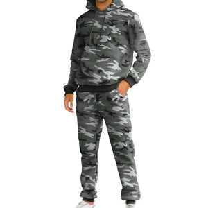 Ensemble de survêtement 2 pièces pour homme, taille plus, logo personnalisé, couleur unie, sweat-shirt et jogging, tenue de sport, streetwear, 100% coton - Product Image 1