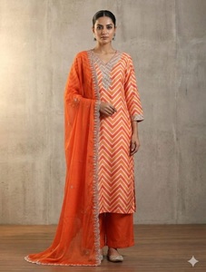 Traje Plazzoo con Forro Indio-Pakistaní, con Encaje, Corto, para Fiestas, Festivales y Ocasiones Especiales, Disponible a Precio de Mayoreo - Product Image 2