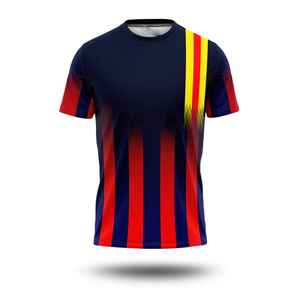 เสื้อยืดฟุตบอลผู้ชายลายทางแบบ3D เสื้อเจอร์ซีย์แขนสั้นพิมพ์ลายทางแบบเรียบง่ายฤดูร้อน - Product Image 2