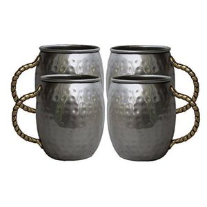 Ensemble de tasses à Moscow Mule en cuivre martelé, tasses en cuivre massif pour cocktails, bière et thé glacé, revêtement intérieur de qualité alimentaire, ensemble de barware, cadeau - Product Image 4