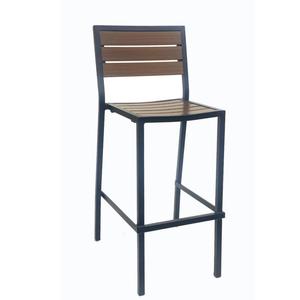 Tất cả thời tiết nhôm Pecan gỗ ăn Bar chiều cao ghế Faux Gỗ Tếch nhà hàng đồ nội thất Stackable ăn gỗ barstool - Product Image 1