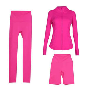 Conjunto Deportivo de 3 Piezas para Mujer, Pantalones Elásticos de Cintura Alta con Estampado, para Running, Fitness, Yoga, Poliéster/Nailon Transpirable, Venta al Por Mayor - Product Image 2