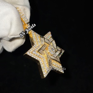 Collar Unisex con Colgante de Estrella de David Personalizado, Diamante Cultivado en Laboratorio VVS, Plata de Ley 925, Corte Brillante, Chapado en Rodio, Moderno - Product Image 6