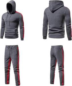 Chándal Deportivo para Hombre de Primera Calidad, al por Mayor, Personalizado, Transpirable, de Algodón Gris, Ropa Deportiva, Chándal a Rayas para Hombre - Product Image 4