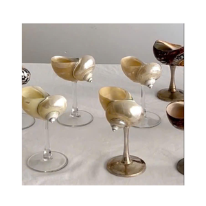 Copa de vino ecológica con concha marina, cristalería hecha a mano para barware y boda de playa natural. - Product Image 3