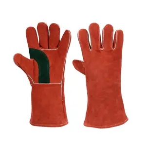 Bulk Supplier Working Welding Gloves Safety Cuff Cowhide Split Leather Reinforced Palm welding Gloves Heat Resistant gloves