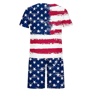 American Flag Trainings anzug für Männer Stars Stripes T-Shirt und Shorts Set Patriotische USA 2-teilige Outfits Atmungsaktive Sets