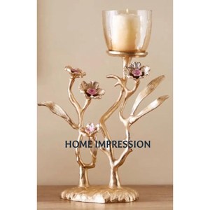 Bougeoir fait main pour décoration intérieure, support de bougie décoratif, accessoires de table pour fêtes, bougeoir en métal indien - Product Image 5