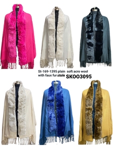 Indian Boho Women's <strong>Fur</strong> <strong>Shawl</strong> Handmade <strong>with</strong> Solid Color <strong>Fur</strong> New Winter Product-Wholesale <strong>Fur</strong> Scarf Stoles - Product Image 3