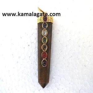 Colgantes de Ágata Negra de Siete Chakras con Punta de Lápiz Hexagonal, Plateados en Plata Antigua, Curativos y Equilibrantes, Estilo Bohemio - Product Image 3