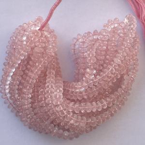 Cuentas Rondelle facetadas de cuarzo rosa Natural de 6mm y 8mm, cadena de piedras preciosas semipreciosas sueltas, último diseño para joyería - Product Image 1