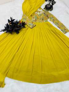 Vestido de mujer bordado Georgette Anarkali con Dupatta para fiestas - Product Image 6