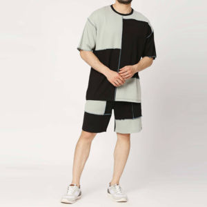 Conception à la mode 100% coton 2 pièces survêtements pour hommes tenue décontracté haute rue écologique confortable Logo personnalisé - Product Image 2