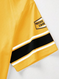 Amarillo de gran tamaño gráfico Hip Hop Jersey camisa Streetwear cuello en V malla Varsity Top sublimación personalizada hombres camisetas deportivas Jersey - Product Image 6