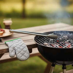 Gant de barbecue matelassé en coton, taille unique (31 cm), argenté - Accessoires BBQ GU130 - Product Image 3
