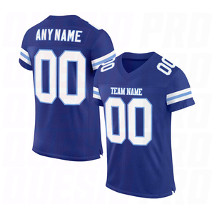 Maillot de football américain authentique en maille blanche royale et bleu clair, respirant, léger, vêtements de sport d'équipe, entraînement, jour de match - Product Image 3