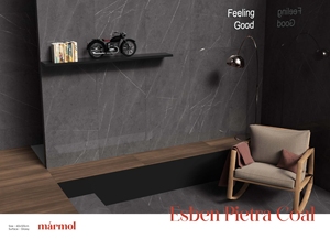 ESBEN Luxe 600x1200mm Carreaux de sol en porcelaine émaillée Moderne Europe PIETRA CHARBON Décoration murale Finition polie pour la vie de maison - Product Image 3