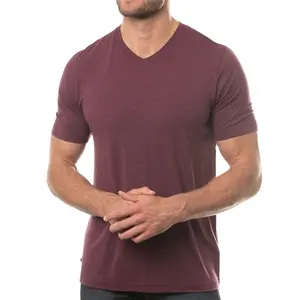 Best Verkopende Heren Casual V-Hals T-Shirt Met Korte Mouwen En Snelle Levering Gewicht 160gsm 180gsm Lichtgewicht Workout T-Shirt