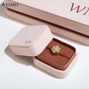 กล่องใส่เครื่องประดับ WEIMEI ดีไซน์หรูหราสั่งทำพิเศษ กล่องกระดาษหุ้มหนังสีส้มขาวทรงสี่เหลี่ยม สำหรับใส่ต่างหู สร้อยคอ แหวน - Product Image 4