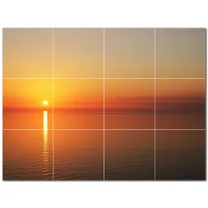 Mural de pared de azulejos de cerámica al atardecer PT500990 17 \ "W X 12,75 \" H Juego de 12 4,25 azulejos cada uno - Product Image 1