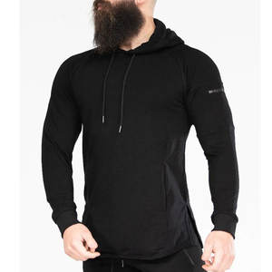 Hombres Gimnasios Fitness Slim Solid Pullover Manga Térmica Cremallera Sudadera XL Negro - Product Image 1