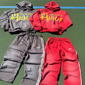 100% coton Logo personnalisé poids lourd hiver Streetwear unisexe survêtement ensembles avec sérigraphie pleine longueur sweat et sweat à capuche - Product Image 1