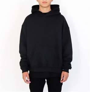 Venta al por mayor personalizado 350g francés Terry pulóver sin cuerdas sudaderas con capucha negro 95% algodón 5% Spandex pantalla de seda Digital proveedor de invierno - Product Image 1