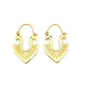 Vente chaude 18K Plaqué Or Ethnique Tribal Indien Bohème Laiton Designer Huggie Hoop Boucles D'oreilles pour les Femmes De Mode Partie Porter - Product Image 1