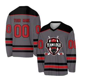 Camiseta de Hockey sobre Hielo Personalizada, Uniforme Profesional de Equipo, Sublimada, con Nombre y Número Personalizados, Cuello en V, Transpirable, para Entrenamiento Deportivo - Product Image 1