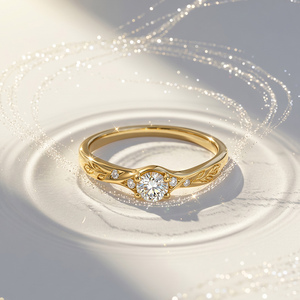 Bague de promesse torsadée gravée Jeulia Gold Vine avec zircon rond pour femme, anniversaire - Product Image 5