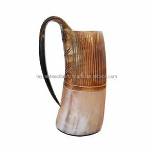 Chope en corne de Viking personnalisée, gravée à la main, style animalier, polie, pour boire - Product Image 3