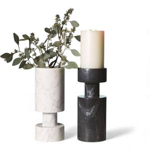 Collection de bougeoirs en pierre noire de luxe avec des hauteurs variées pour une présentation spectaculaire - Product Image 5