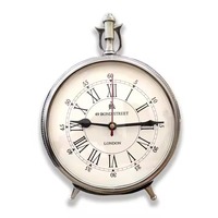 Horloge de table silencieuse à quartz analogique Art Déco en laiton nautique avec placage argent, décoration maritime vintage