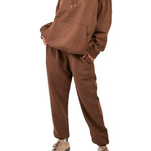 Invierno peso pesado orgánico polar algodón Mujer pulóver Sudadera con capucha conjunto Joggers chándal ropa deportiva de gran tamaño chándales para mujer - Product Image 4