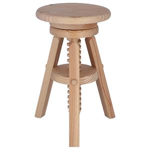 WELL HOME Sgabello Girevole Rotondo in Legno Finitura Non Verniciata 32x48-64cm Sgabelli e Pouf - Product Image 4