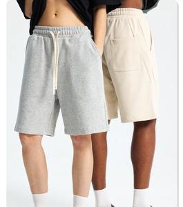 2025 nouveau poids lourd 100% coton hommes Shorts grands garçons Style décontracté couleur unie épais et respirant coupe ample tricoté cordon - Product Image 4