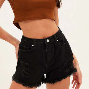 Shorts Vaqueros de Mezclilla Personalizados OEM para Mujer, de Alta Calidad, Algodón, Desgastados, Transpirables, Cintura Elástica, Cintura Media - Product Image 4