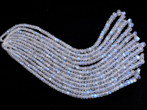 AAA+ White Moonstone 4mm-7mm Rondelle Faceted <b>Beads</b> Natural Flashy <b>Blue</b> Fire Rainbow Moonstone Gemstone <b>Beads</b> For Jewelry Making - Product Image 5