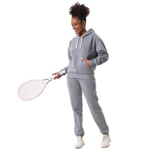 Logo personnalisé Vintage Wash Ensemble 2 pièces pour femmes motif solide polaire coton pull à capuche et Jogger pantalons de survêtement pour un style décontracté - Product Image 4