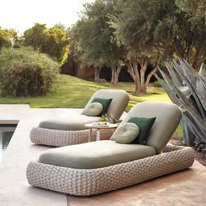 Chaise longue de luxe en teck massif et rotin, pliable, résistante aux intempéries, pour hôtel de luxe, bord de piscine, jardin, vente en gros - Product Image 5