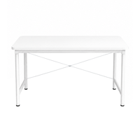 Table blanche moderne avec pieds en métal, bureau minimaliste pour bureau à domicile, salle d'étude, cuisine et salle à manger