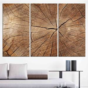 Elegante obra de arte impresa en lienzo: diseño de anillos de árbol - decoración navideña, JUEGO DE 3 LIEÑOS - Product Image 1