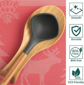 Repose-cuillère pour cuisinière, porte-cuillère en bois de bambou pour comptoir de cuisine, repose-ustensiles parfait pour spatule, cuillère ou pince - Product Image 2