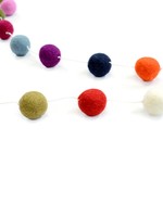 Guirlande de boules multicolores en feutre de laine fait main 200 cm, design moderne écologique, décoration murale Kriti Craft pour la maison