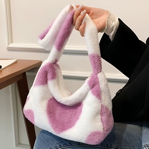 Bolsos de Mano Pequeños y Portátiles para Mujer al por Mayor, Bolsos de Peluche con Forma de Corazón, Lindos y Versátiles - Product Image 1