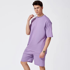 Summer New Fashion 100% Cotton Casual Fitness Wear Mens Shorts Set High Quality T-shirts And Shorts Set Men Customized - Product Image 5