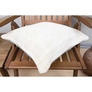 18x18 Beige Wool Rug Farmhouse Rustic <b>Pillow</b> with <b>Feather</b> Filling Woven Vintage Floral Square Shape for Home & Sofa Use - Product Image 4