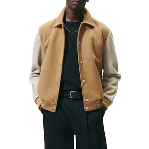 แจ็กเก็ตเบสบอลวิทยาลัยขนสัตว์ของผู้ชายเสื้อแจ็กเก็ตเบสบอลวิทยาลัยแบบคอตั้งสำหรับผู้ชาย - Product Image 4