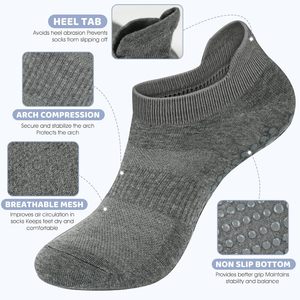 Chaussettes de sport antidérapantes pour femmes et hommes Chaussettes de yoga et de barre aux pieds nus avec poignées confortables - Product Image 4