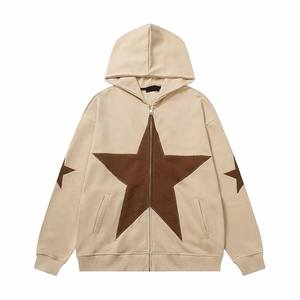 Sweats à capuche décontractés de style streetwear brodés, fermeture éclair, style à capuche unisexe - Product Image 3